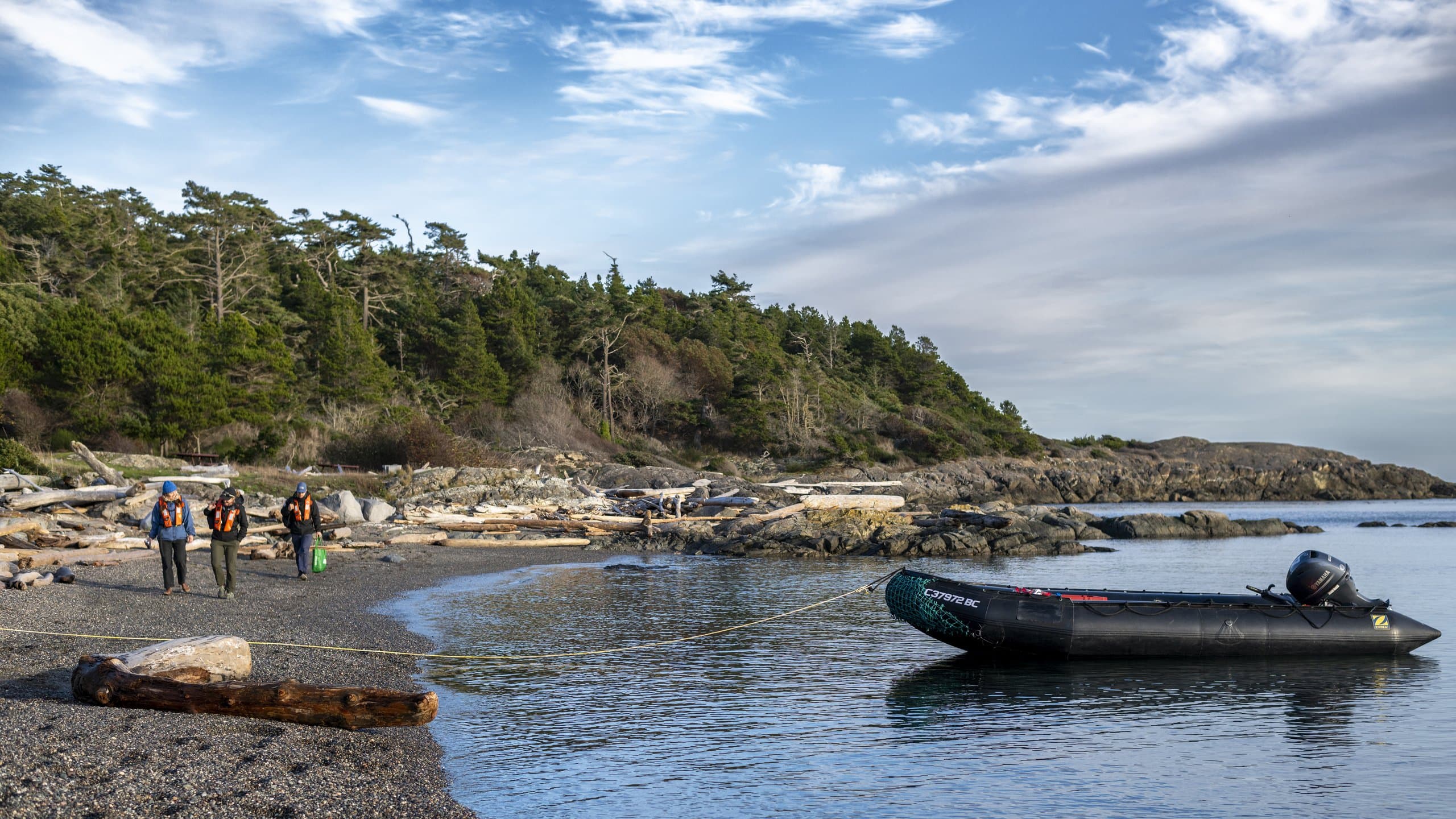 Cedar Coast Marine Zodiac on a scenic BC coastline