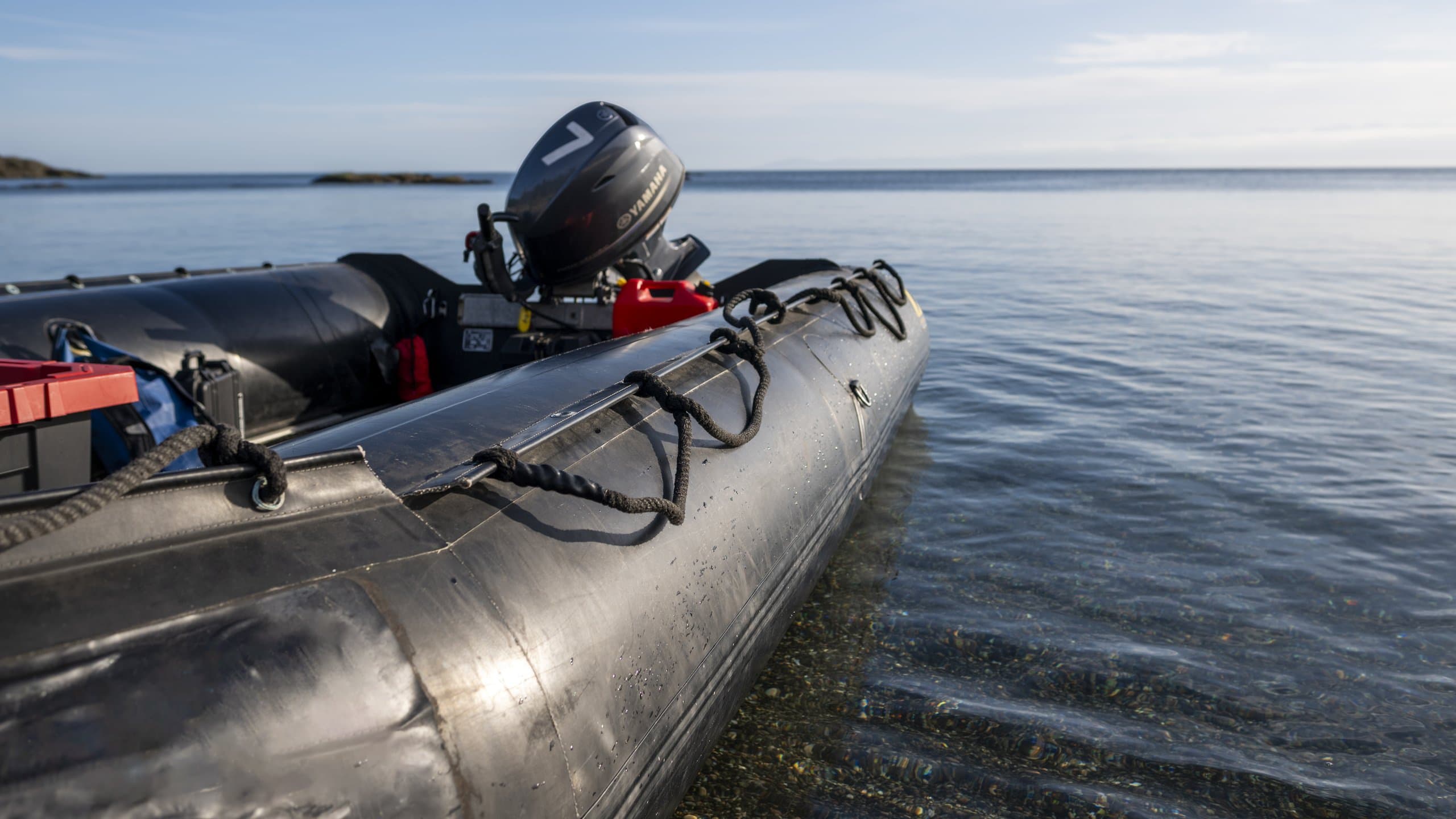 Close-up of the Cedar Coast Marine Zodiac Mk. V