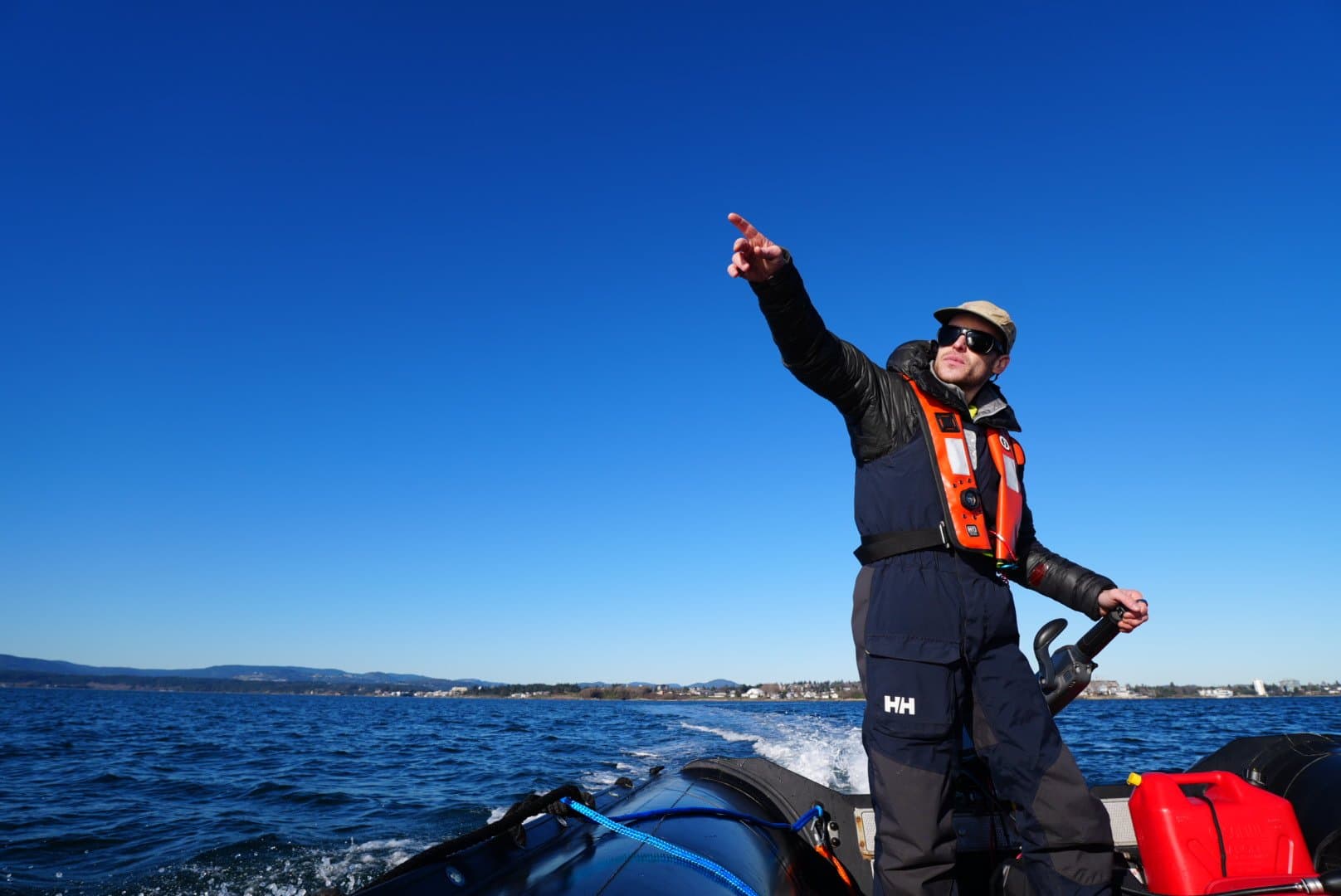 Cedar Coast Marine captain on the water